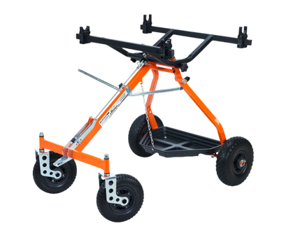 HML Racing Stone Kart Company One Man Evolution Karting Stand in an Upright Position.