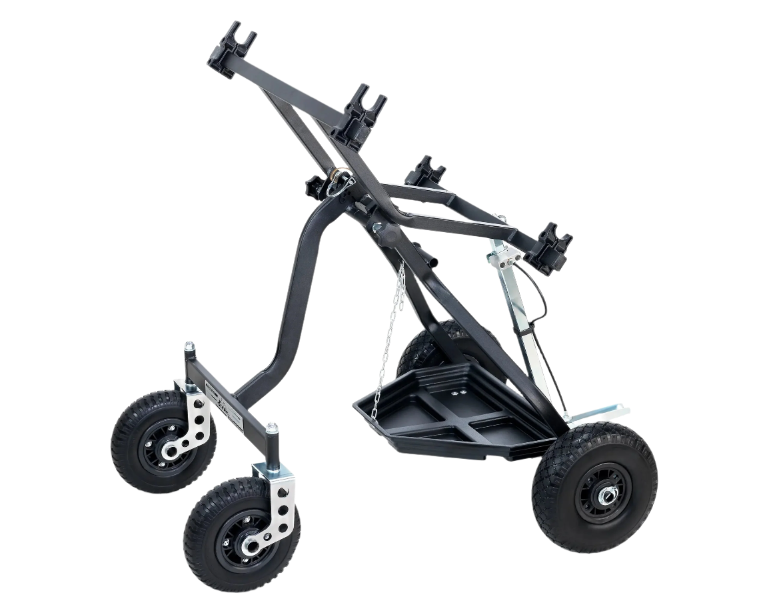 HML Racing Stone Kart Company One Man Transformer Karting Stand in a Tilted Loading and Unloading Position.