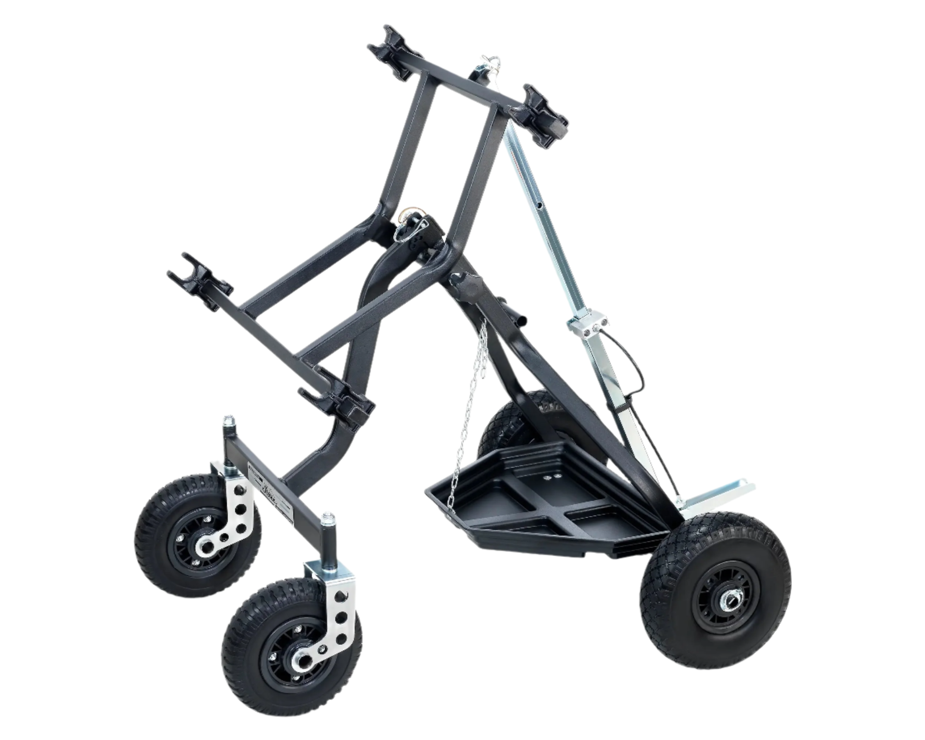 HML Racing Stone Kart Company One Man Transformer Karting Stand in a Loading and Unloading Position.