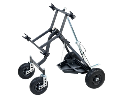 HML Racing Stone Kart Company One Man Transformer Karting Stand in a Loading and Unloading Position.